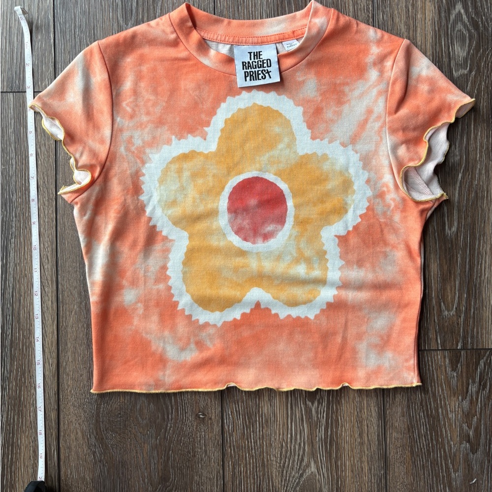 The Ragged Priest cropped ruffled edge t-shirt